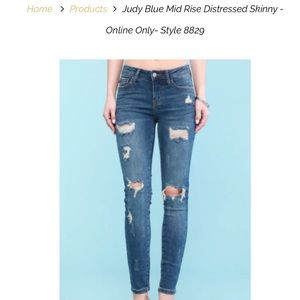 Size 14w Judy Blue Mid Rise Distressed Skinny Jeans NWT